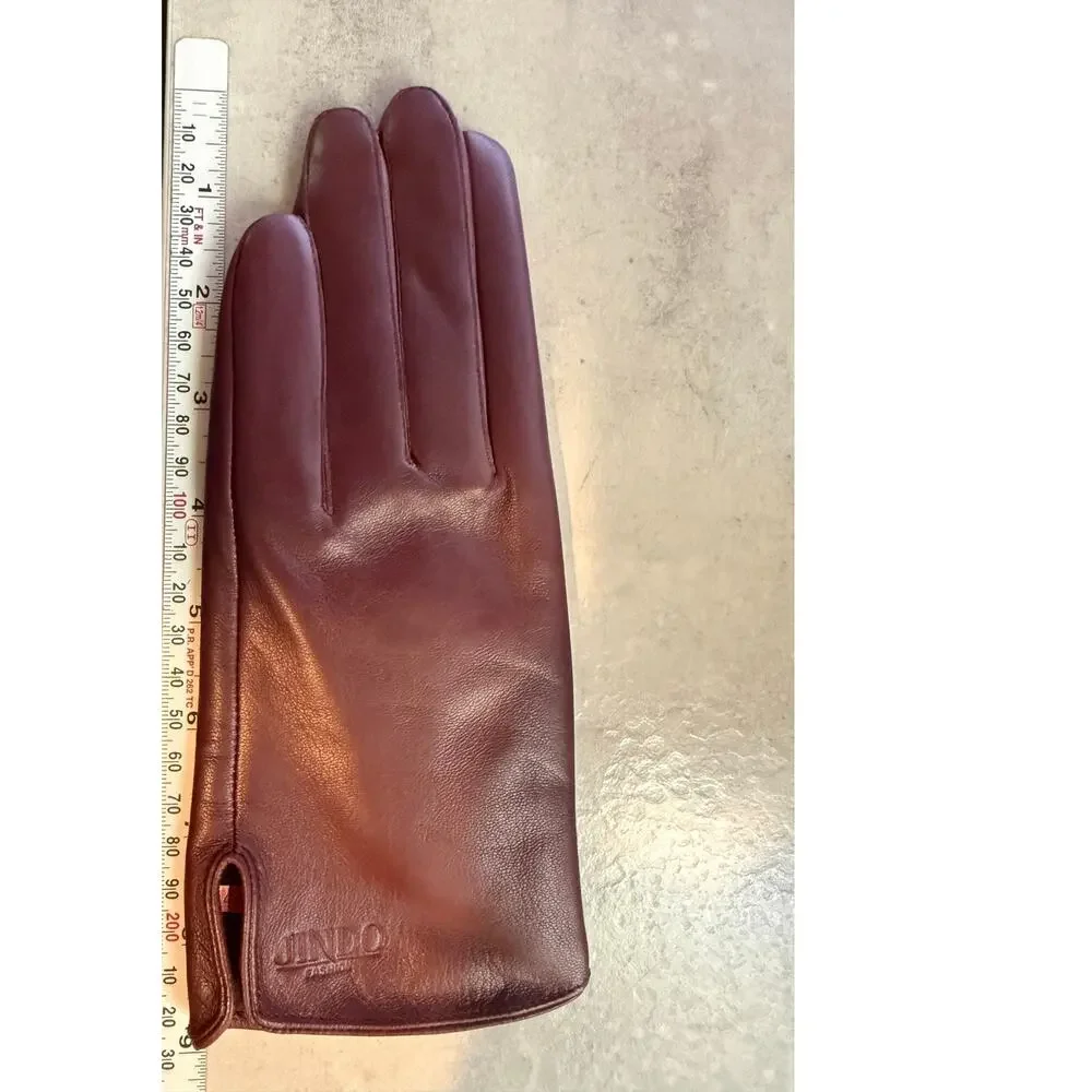 Jindo Fashion Burgundy Leather Gloves Size 44 Made in Korea